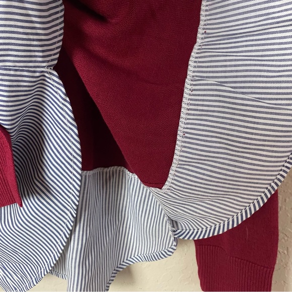 Crown & Ivy Womens Embroidered Mixed Media Sweater Shirt - Picture 5 of 8